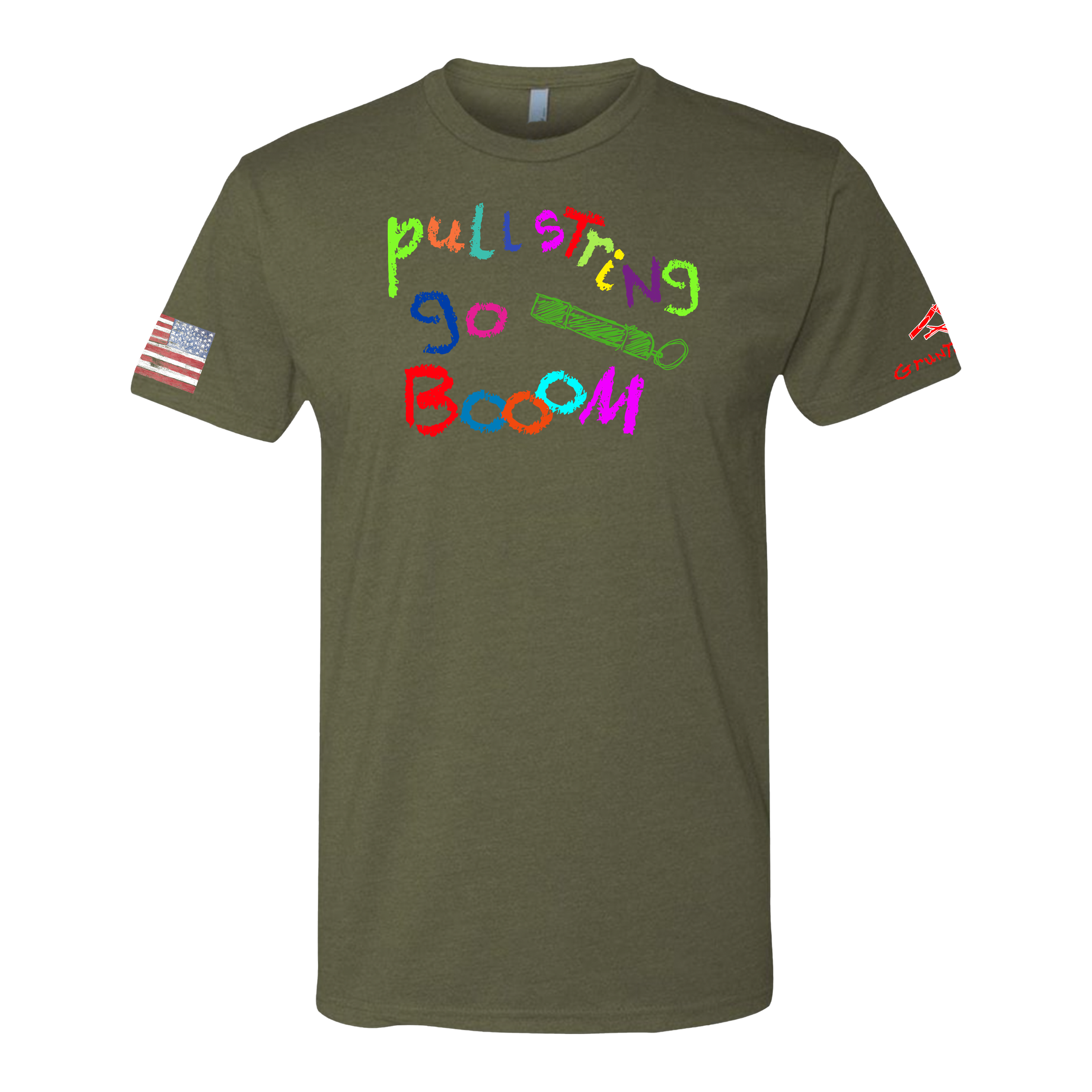 PULL STRING GO BOOM Crayon Shirt (OD OR CHARCOAL GRAY)