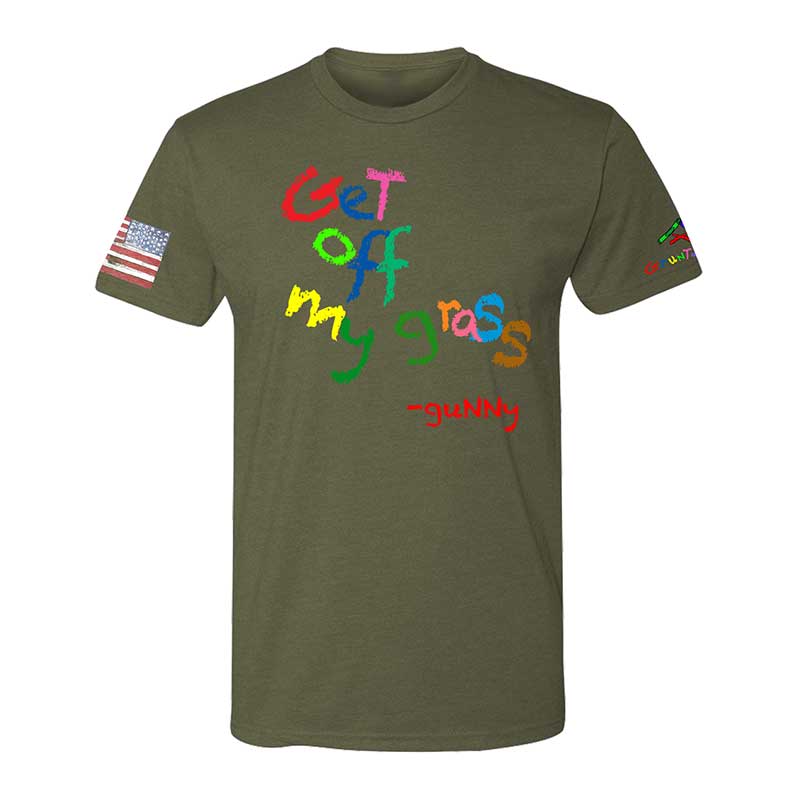 GET OFF MY GRASS -Crayon Shirt (OD OR CHARCOAL GRAY)